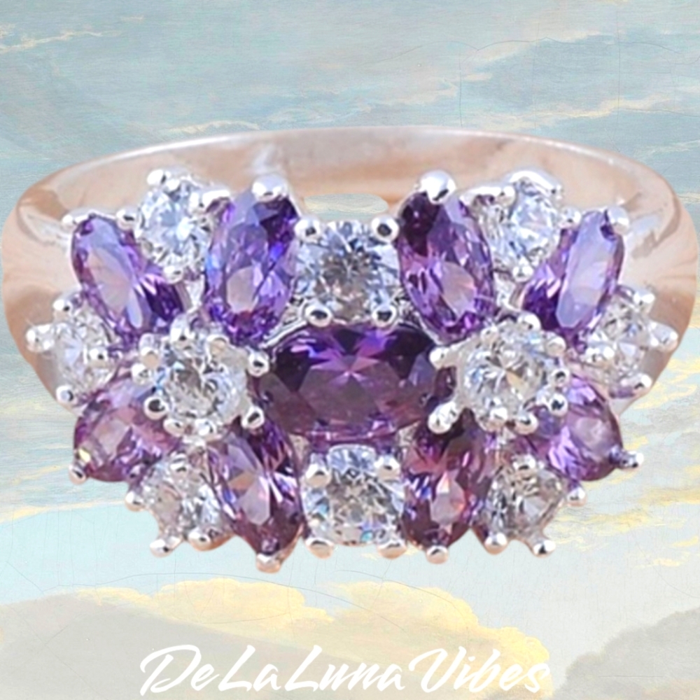 💜 Amethyst & White Sapphire ring - Picture 3 of 4